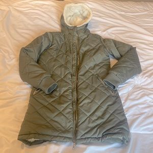 Avalanche Green Long Quilted Parka Coat with Hood